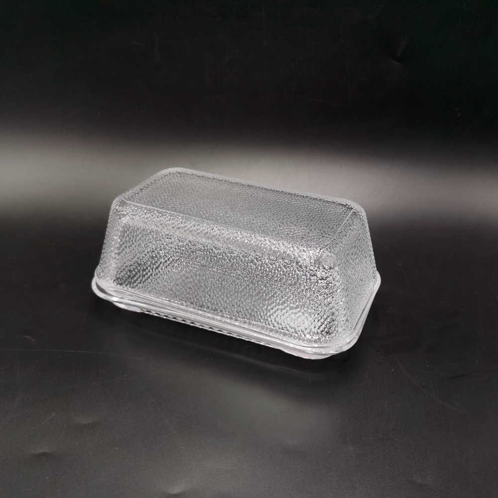 Transparent collection covered glass butter dish