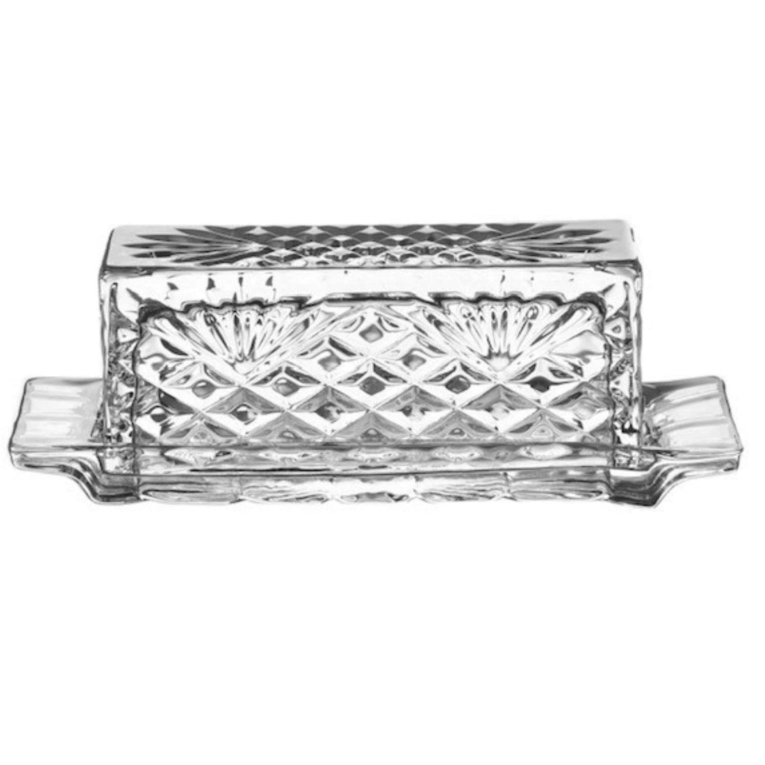 Crystal Butter Dish with Handled Lid