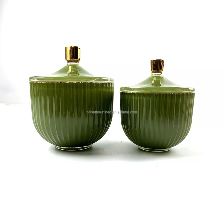 Coco green ribbed candle vessels wax cup