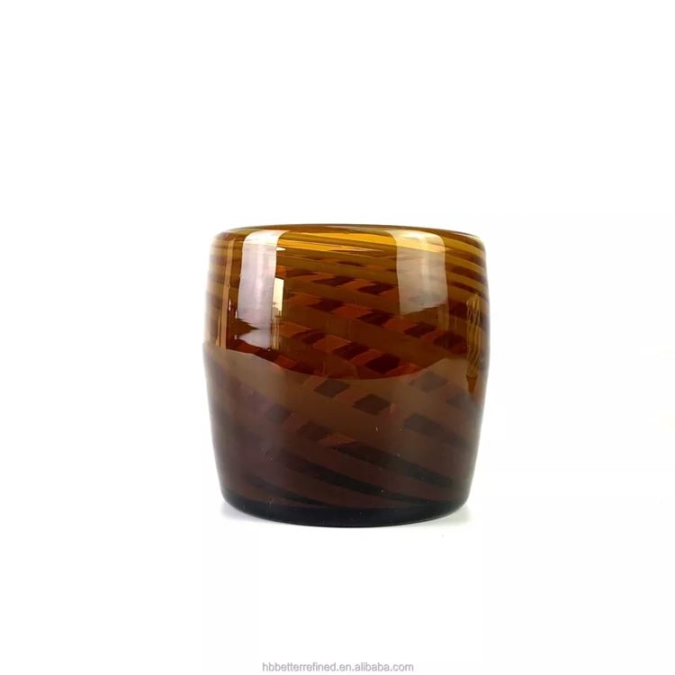 Brown handmade swirl spiral wax cup Color deposition lepord candle jar for candle making crystal glass candy jar Lanterns