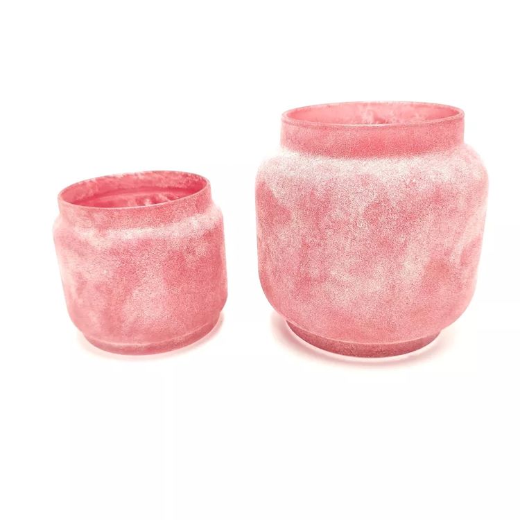 Pink frosted glass candle jars and glass candle vessel