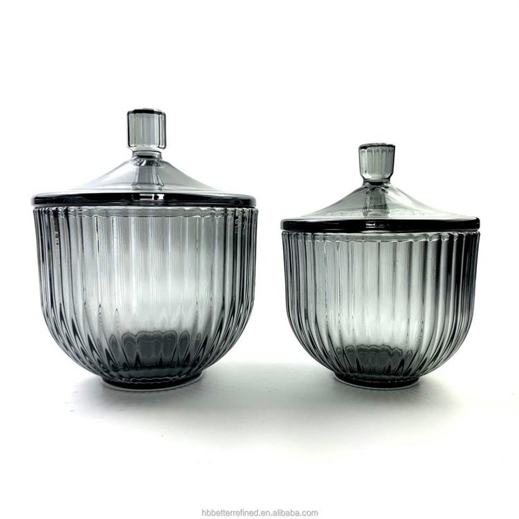 Gray spraying heat resistance ribbed Candle Glass Jar 7oz 11oz wax cup candle holder soy container