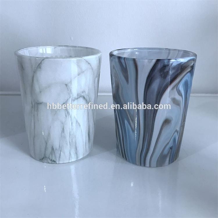 Water Transfer Marble Glass candle vessel