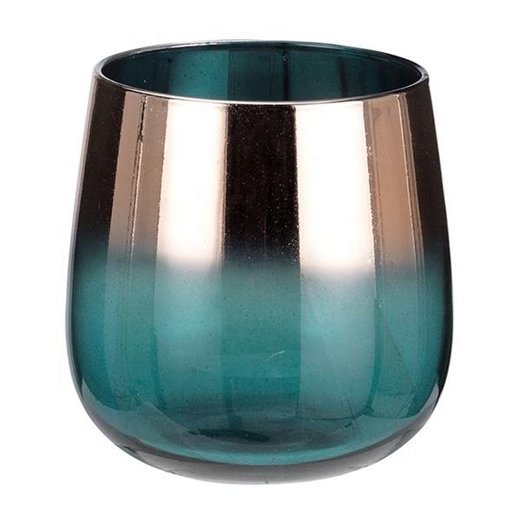 Ombre Copper Green Glass Empty Votive Candle Jar And Wax Storage Candle Containers For Candle Making Wine Glass