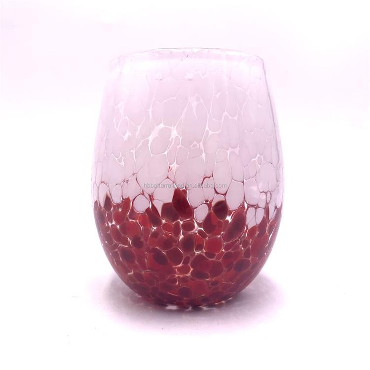 Unique red white wine glass vase colorful 500ml GEO Cut Glass Candle Jar