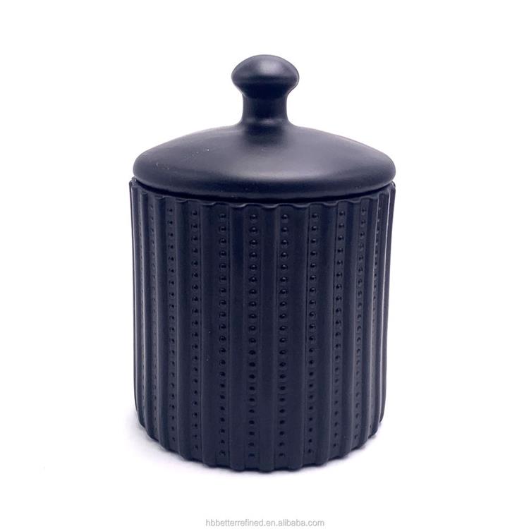 Unique matte black Decorative Multipurpose Antique Design Glass Candy Jar with Lids