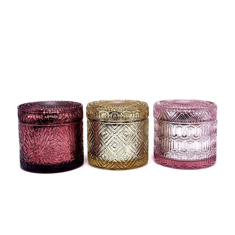 Festival empty matte GEO Cut Candle crystal Glass Jar 6oz wax cup candle holder soy container heat resistant food storage