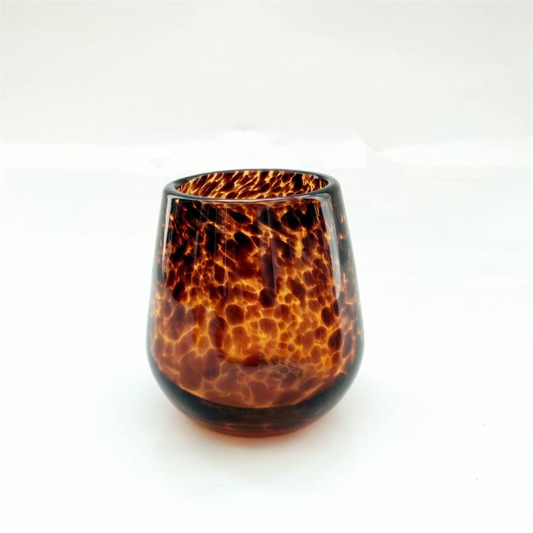 Hand Made Leopard Votive Glass Jar For Candle