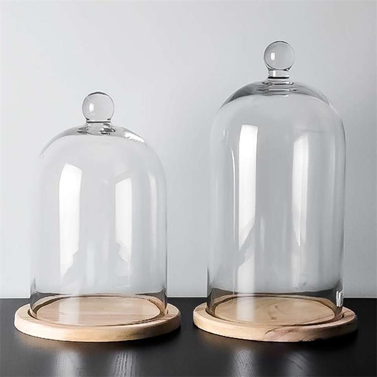 Hygge Glass Bell Jar With Wooden Base For Sale