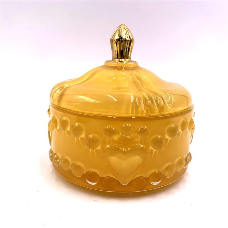 Yellow gift heart festival decor candle jar Glass vintage christmas decoration empty wax cup