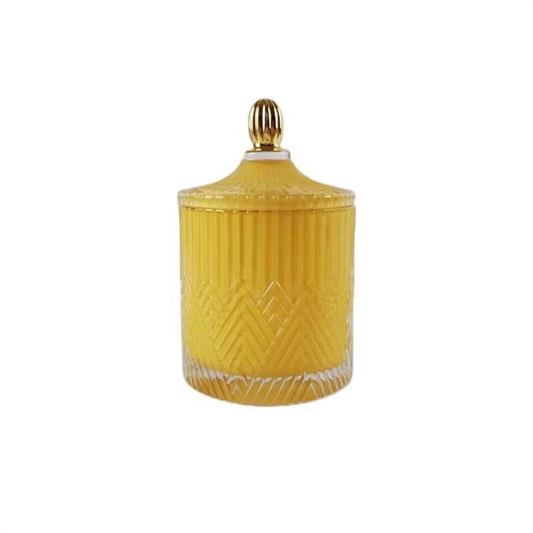 Empty Glass Candle Jar with Unique Geometric Pattern