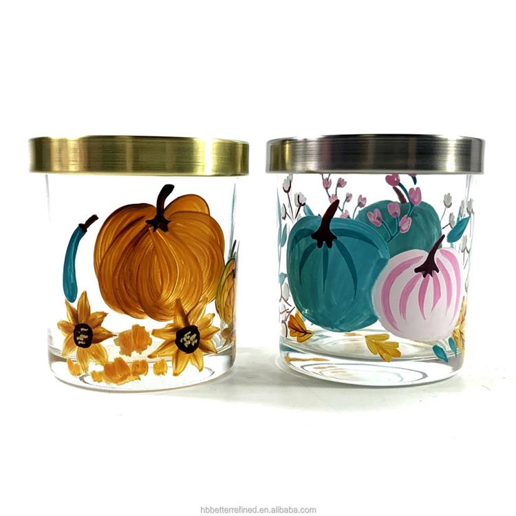 Halloween pumpkin candle jar with lid wax cup glass candy jar