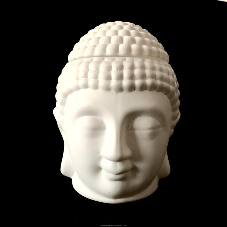 Buddha matte black white frosted head glass candle jar with lid crystal glass candy jar hand made luxury cookie jar