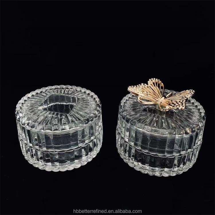 Ribbed round baby customized logo jar for candle making with glass lid christmas dear animal metal decoration