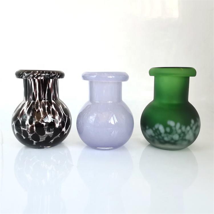 Handmade colorful tinted color glass flower vase special mouth