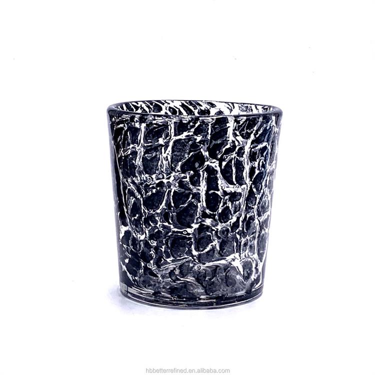 Black water split special wax cup soy candle jar empty jar candle making crystal glass candy jar