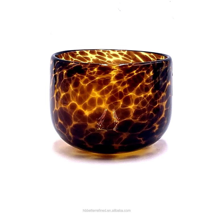 Amber leopard split special wax cup soy candle jar empty jar candle making crystal glass candy jar