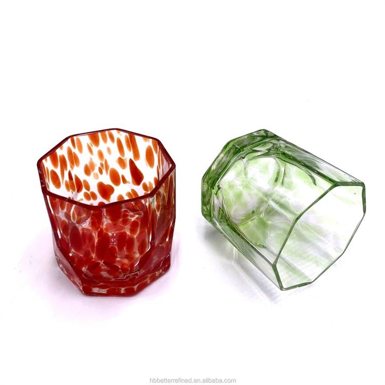 Octagonal Hexagon Shaped wax cup soy candle jar empty jar candle making crystal glass candy jar