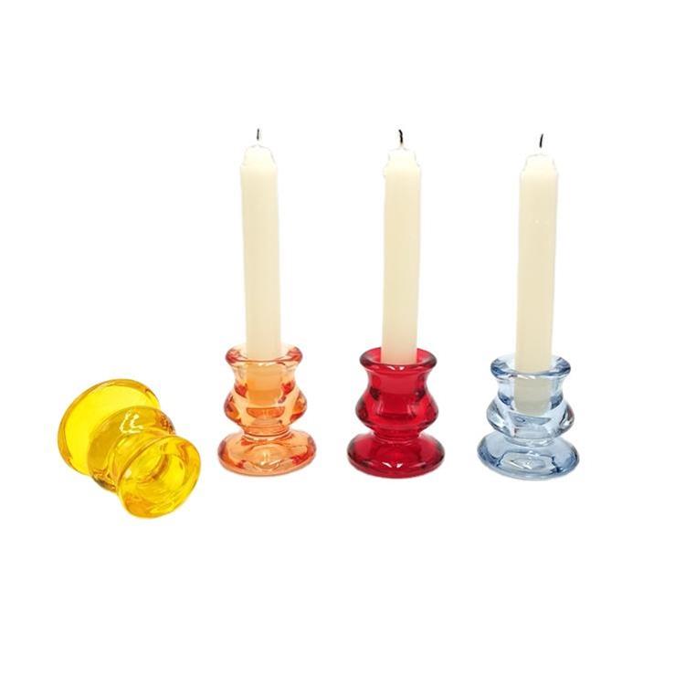 Modern colorful crystal glass candle holder for taper glass candlestick