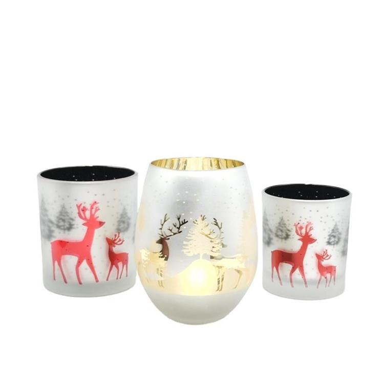 Christmas decorative empty glass candle jars