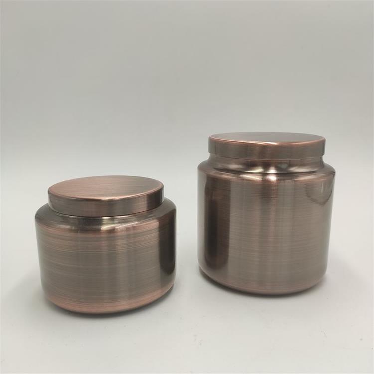 Brushed copper color metal material candle holder with metal