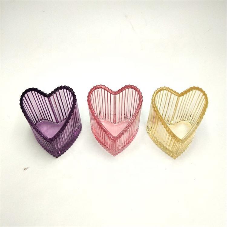 Colorful heart shaped empty candle jars for scented candle making glass container