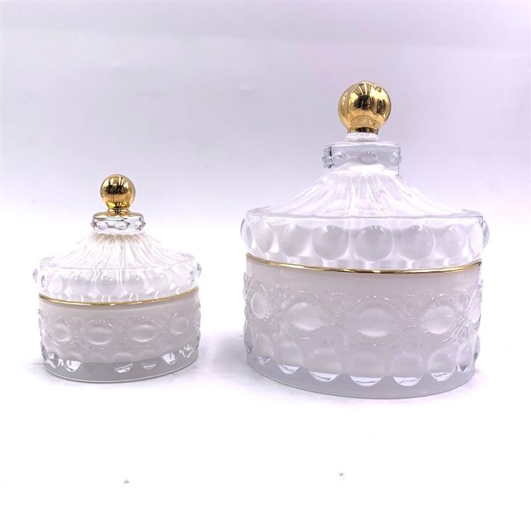 White eye hand made white diamond shaped glass empty candle jar luxury crystal candy food jar with glass lid