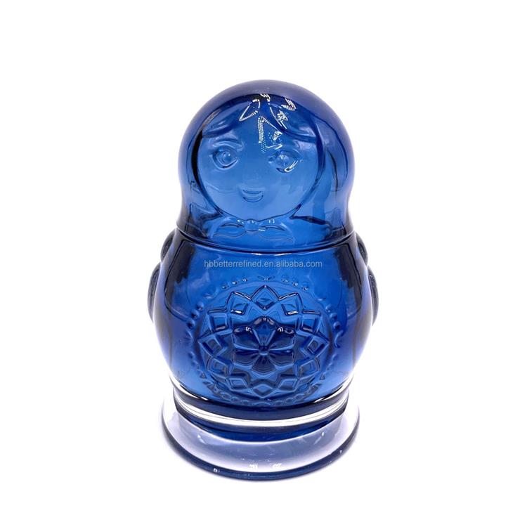 Matryoshka doll russian human head face candle jar with lid wax cup glass candy jar