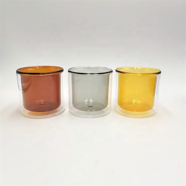 Hand Made Colored Double Wall Glass Jars And Cups For Candle Making