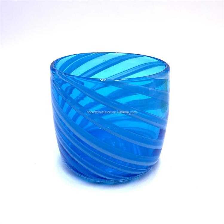 Swirk blue yellow soy colud solid color inside water glass candle jar wax cup