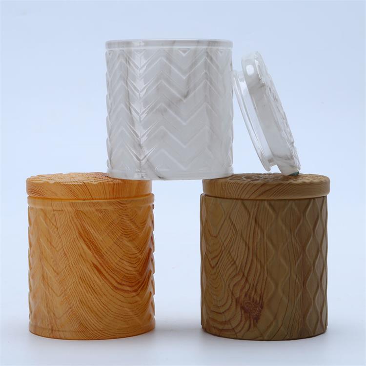 New arrival Glass Candle Jar With Marbal Design