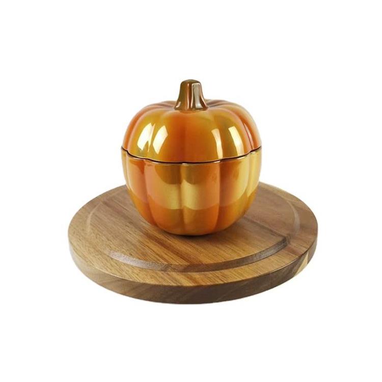 Hand Pressed Glass Pumpkin candle Jar