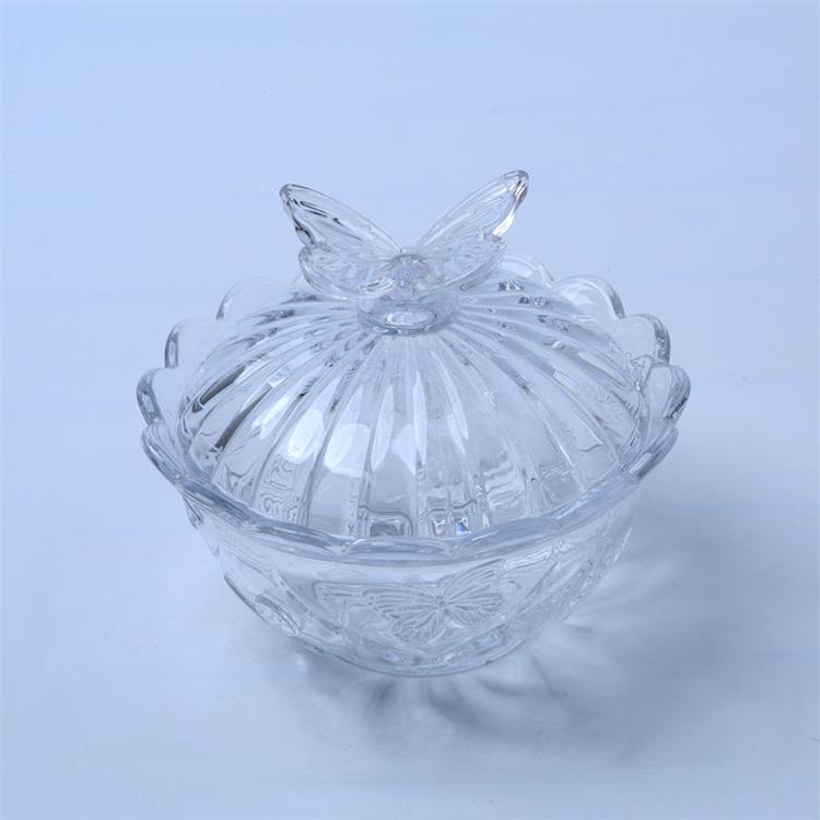 Crystal glass jar with butterfly lid