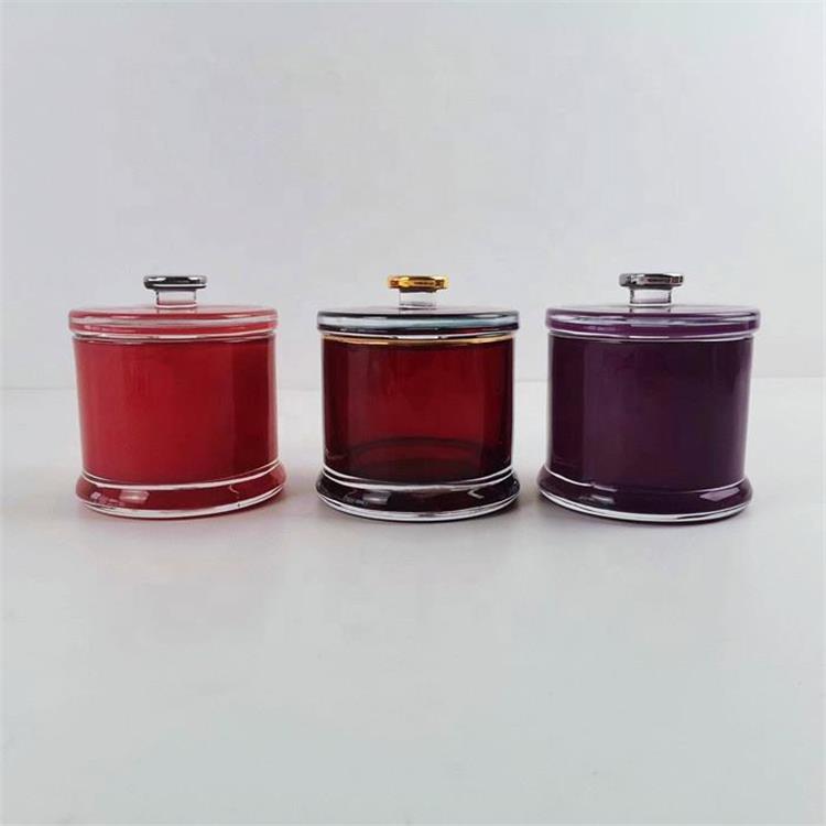 Hot Selling Hand Drawing Color Glass Jar for Candle Making