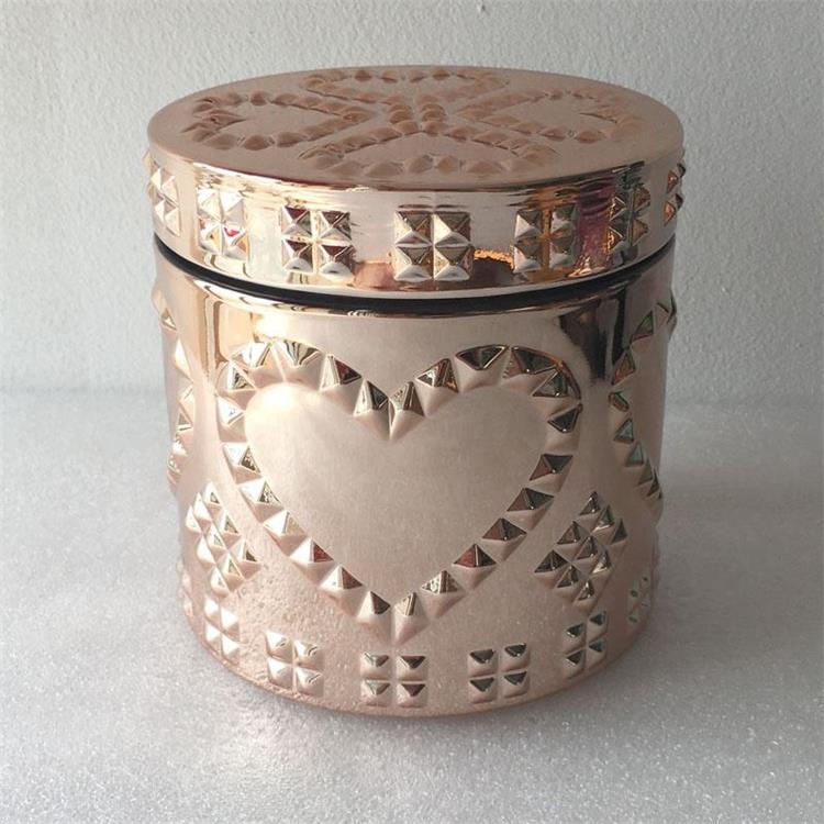 Heart Shaped Copper Crystal Candle Jar