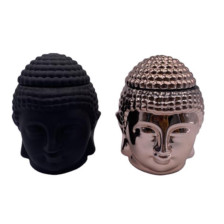 Wholesale Buddha head glass candle jar with lid crystal glass candy jar hand made luxury cookie jar with glass lid