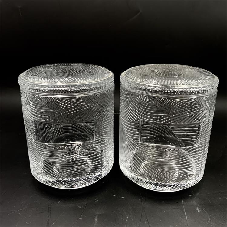 Wholesale clear luxury glass candle jar with lid glass cookie jar white space blank for logo