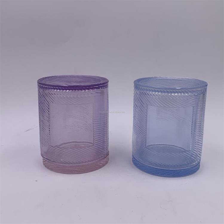 Wholesale spraying white space for logo glass candle jar with lid wax cup glass candy jar