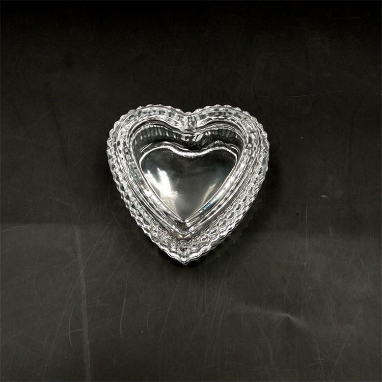 Hand made heart shape crystal glass jewelry box gift jar