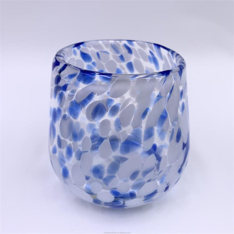 Wholesale blue sky white cloud solid color inside water glass candle jar wax cup glass container unique candle holder